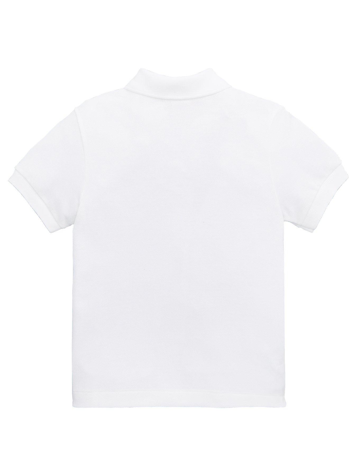 Image 2 of 3 of Lacoste Boys Classic Short Sleeve Pique Polo Shirt - White