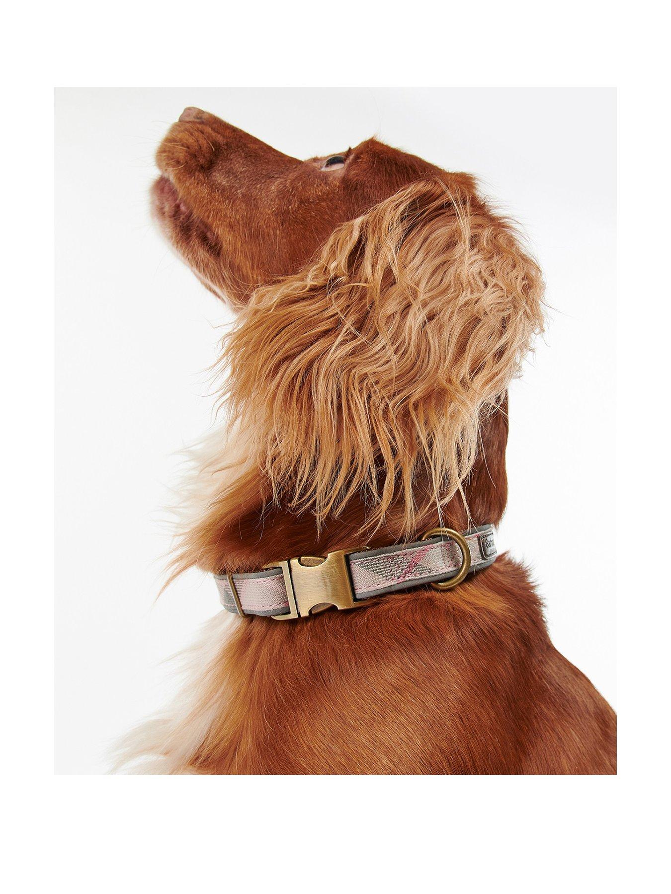 Product photograph of Barbour Pets Reflective Pink Tartan Dog Collar - Large - Small from very.co.uk