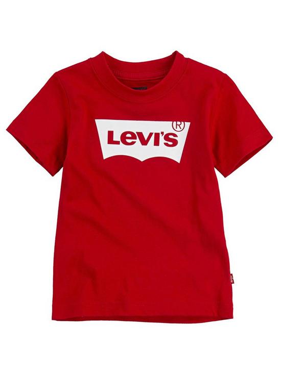 front image of levis-boys-short-sleeve-batwing-t-shirt-red