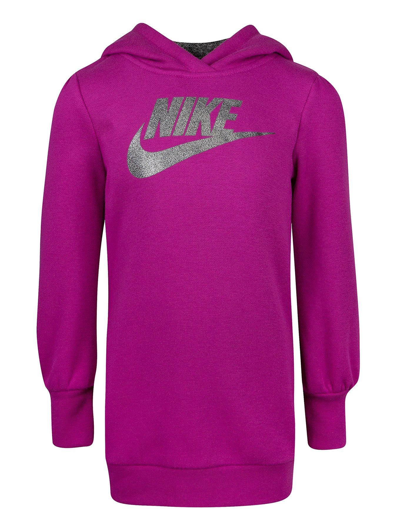 nike pink longline hoodie