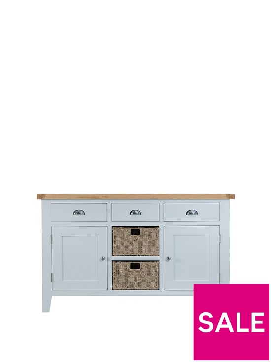 front image of k-interiors-harrow-ready-assembled-solid-wood-large-sideboard-greyoak