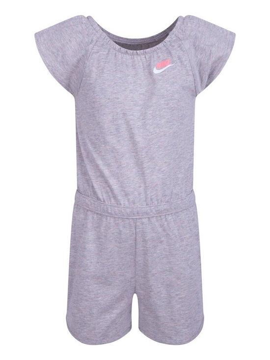 front image of nike-younger-girls-pull-on-jumpsuit-grey