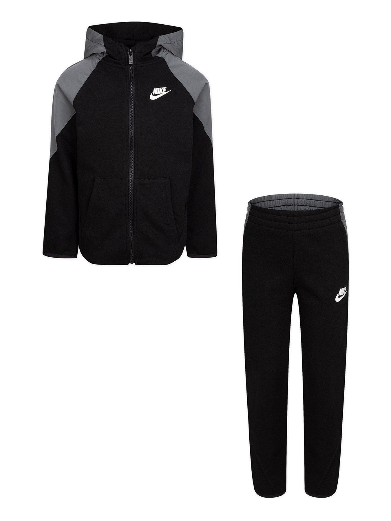 nike tracksuit black and grey