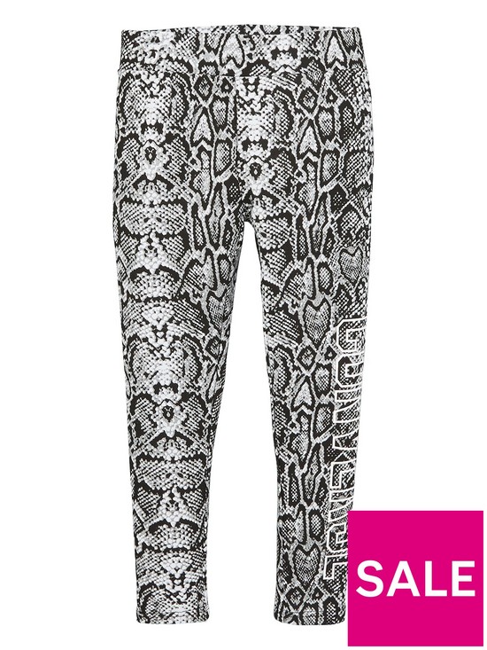 front image of converse-younger-girls-python-print-high-rise-leggings-grey