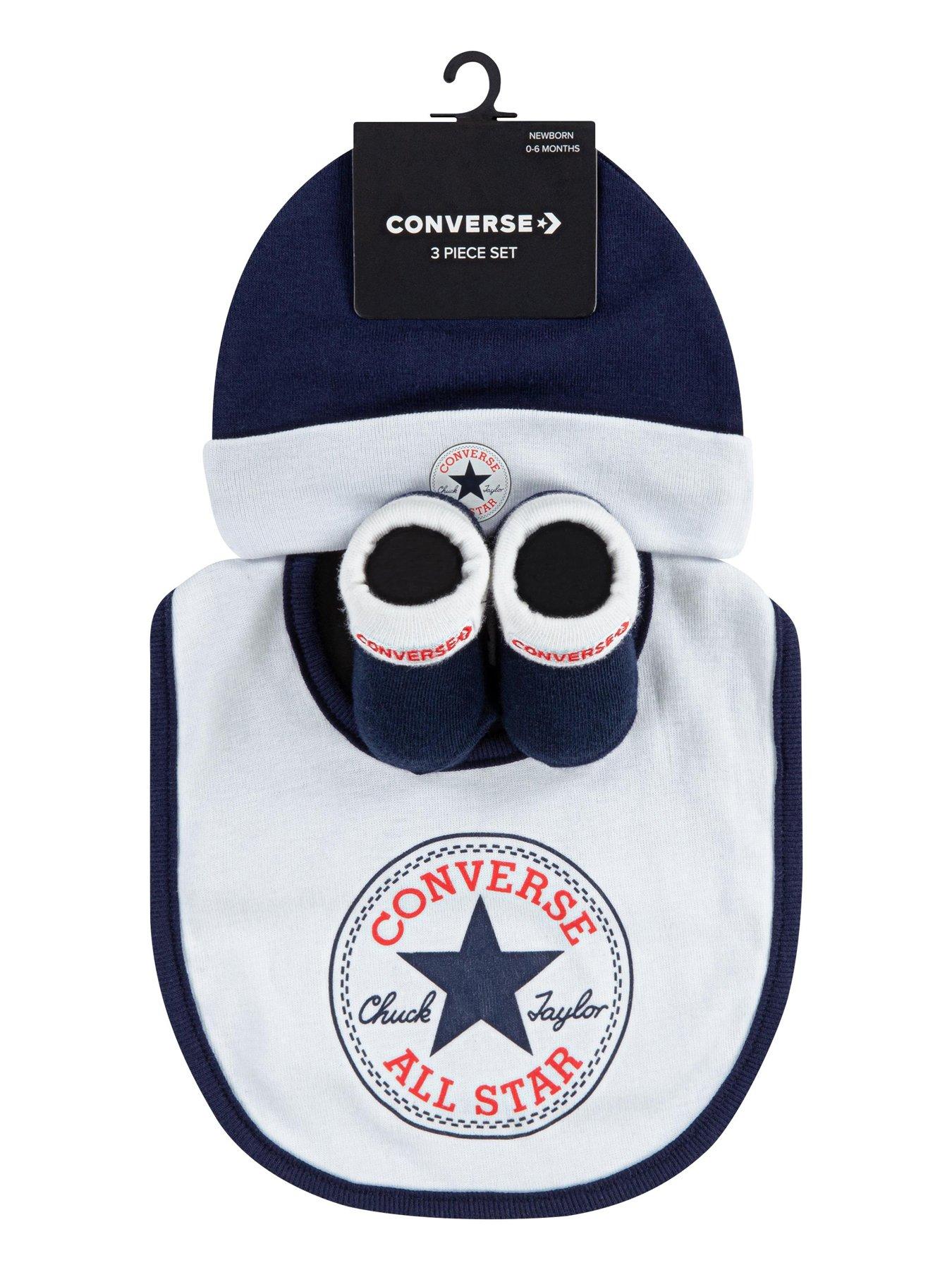 Image 2 of 3 of Converse Younger Chuck Infant Hat Bib Bootie Set 3pc