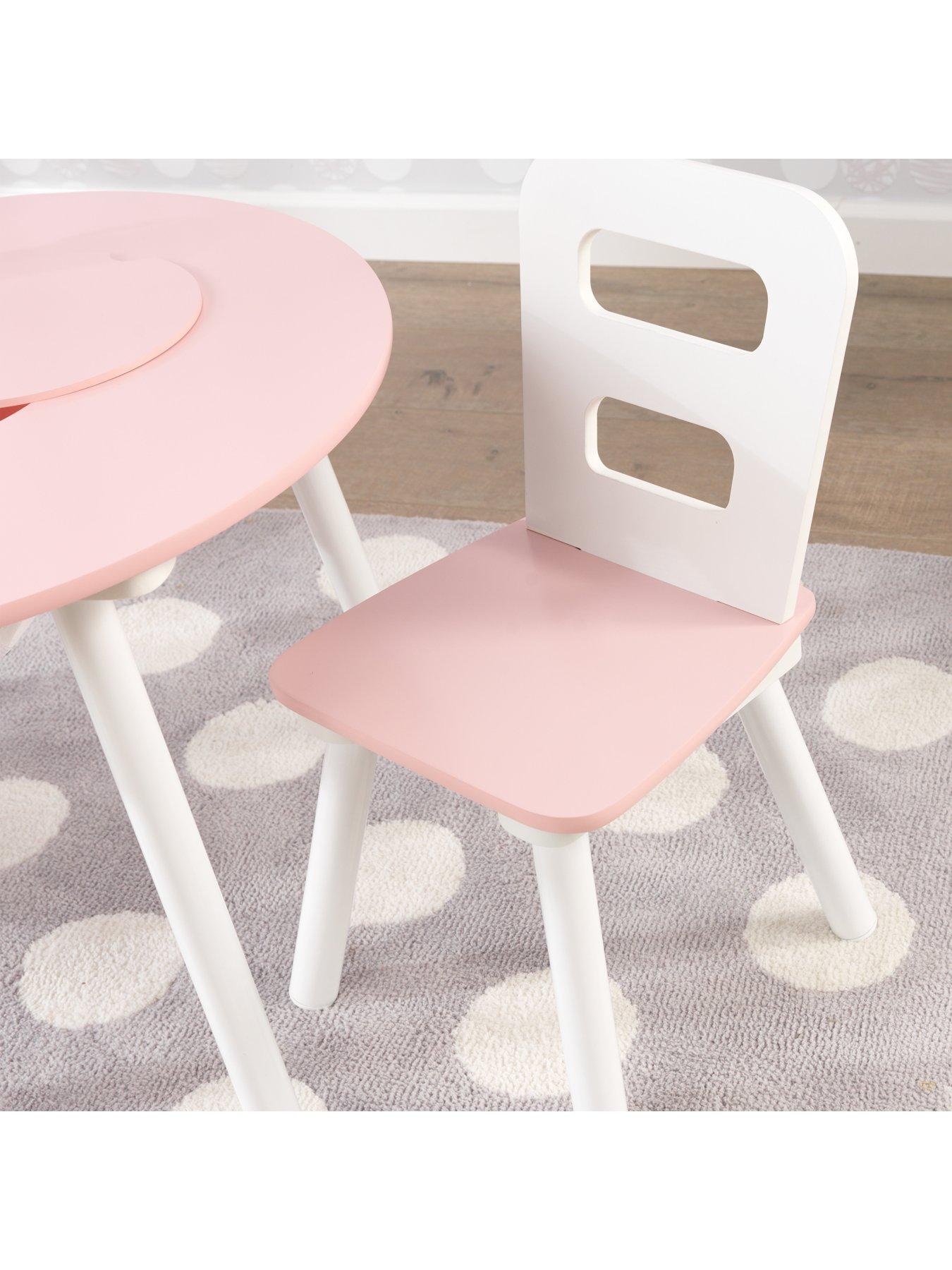 Kidkraft Round Storage Table And 2 Chairs Set White Pink Very Co Uk   QMVM9 SQ4 0000000088 NO COLOR SLd2