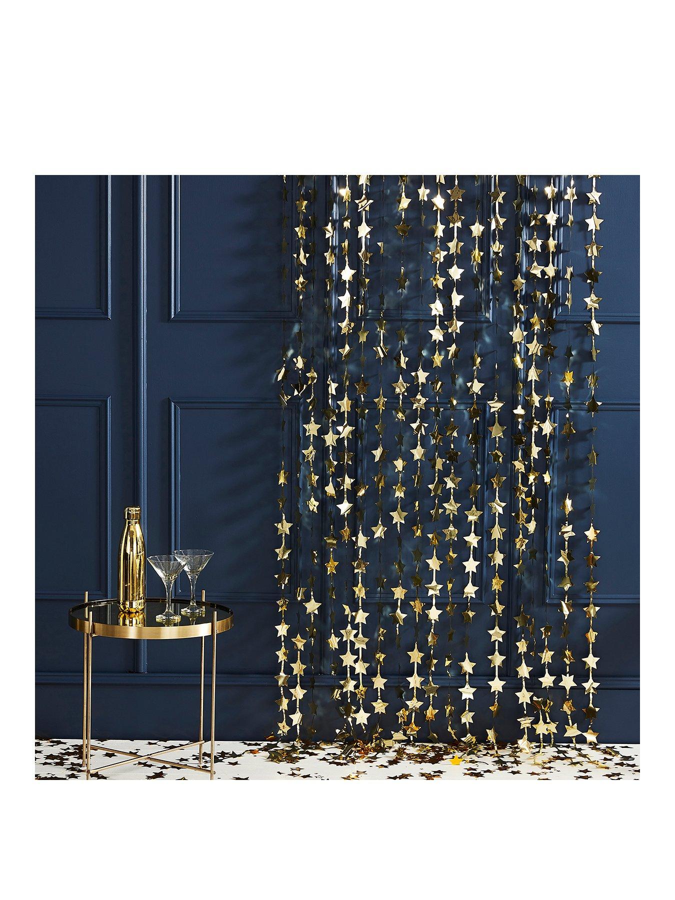 Product photograph of Ginger Ray Gold Star Curtain Party Backdrops Pack Of 2 from very.co.uk