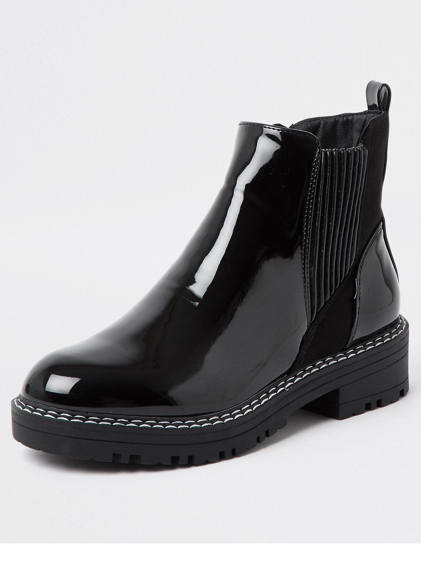 black patent boots river island