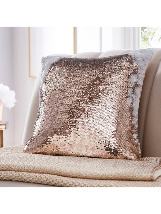 stillFront image of tess-daly-sequin-rose-gold-cushion