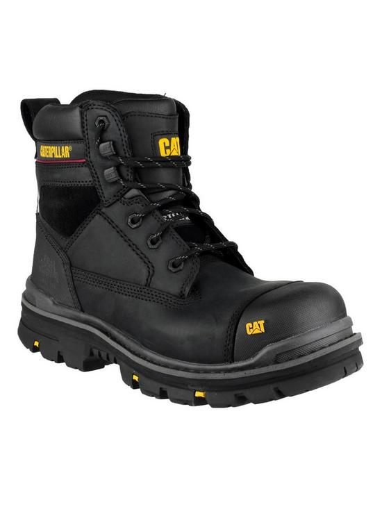 front image of cat-gravel-6-inch-safety-boots-black