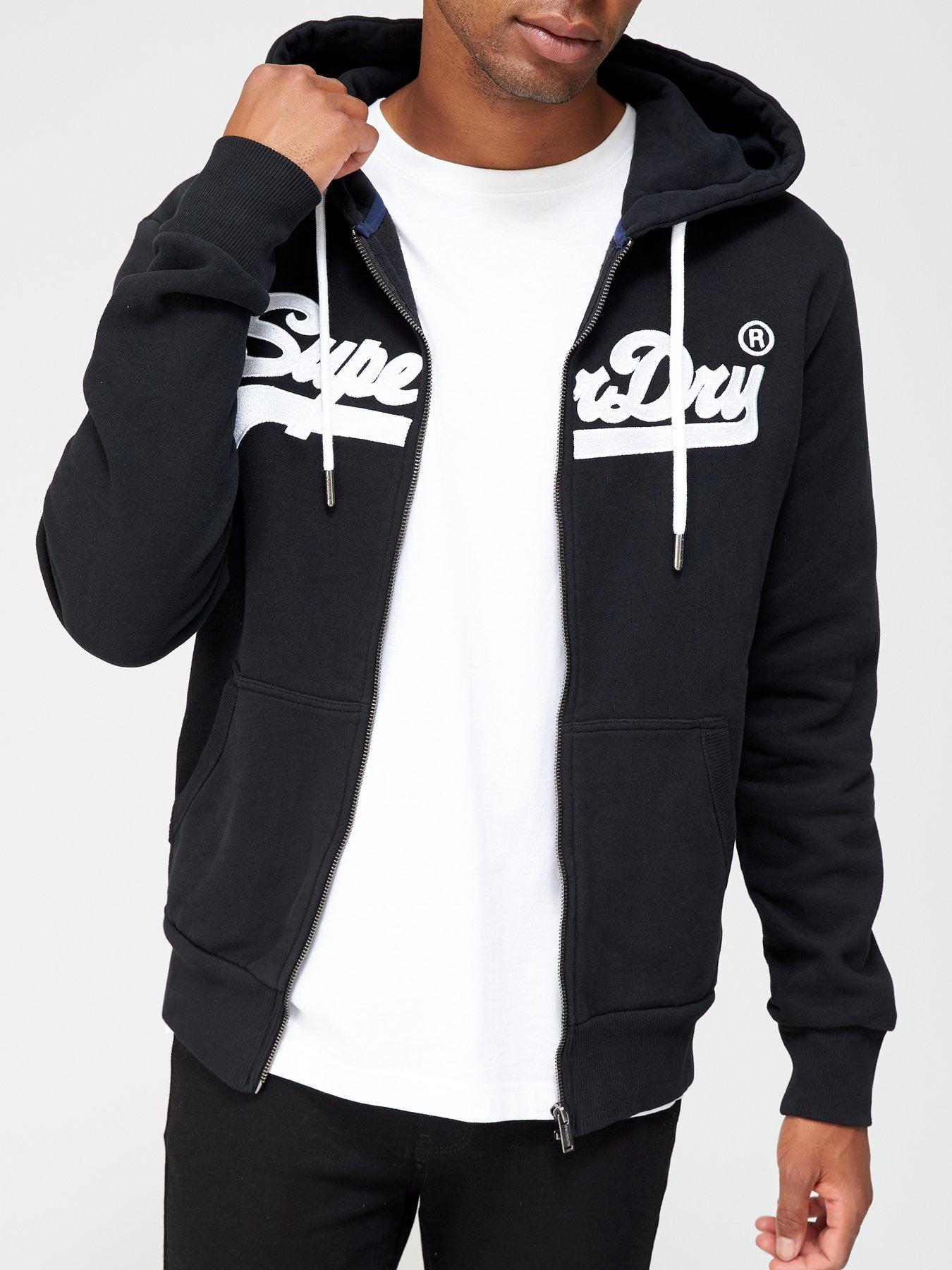 black superdry zip hoodie