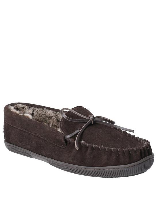 front image of hush-puppies-mensnbspace-borg-lined-slippers-brown