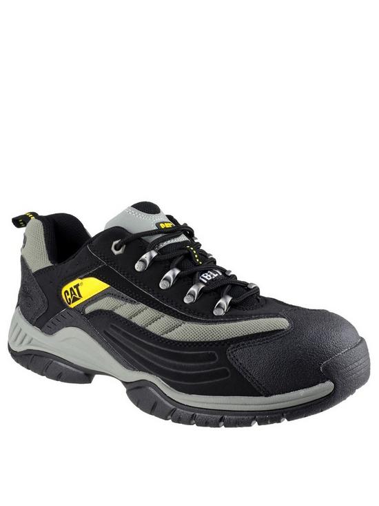 front image of cat-moor-safety-trainers-black