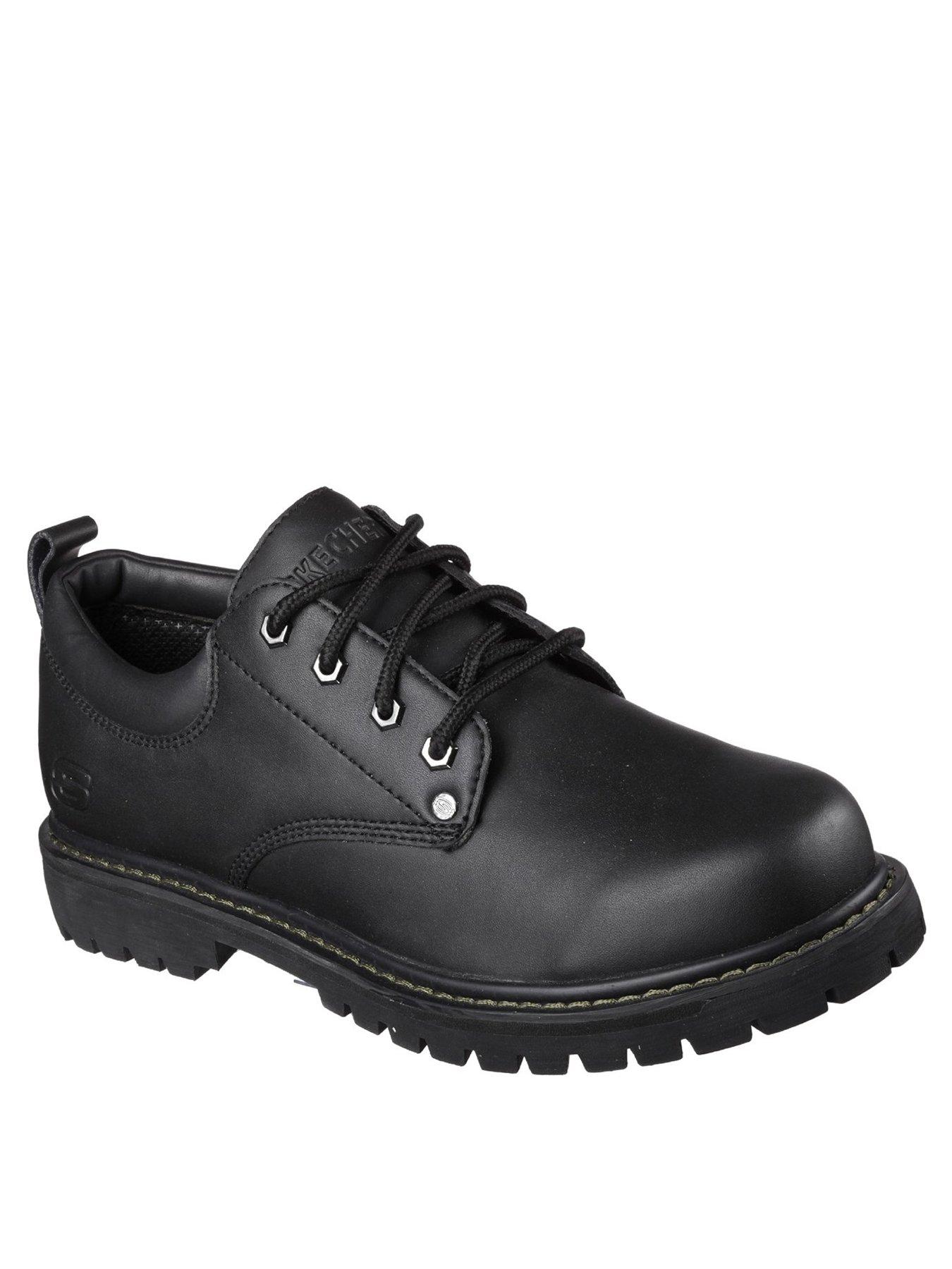 Mens black 2025 leather skechers