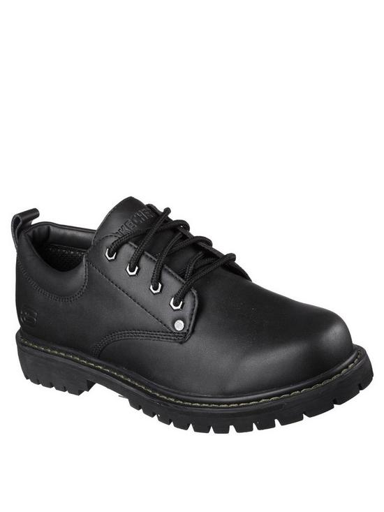 front image of skechers-tom-cats-utility-leather-shoes-black