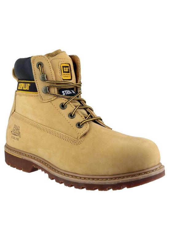 front image of cat-holton-safety-boots-honey