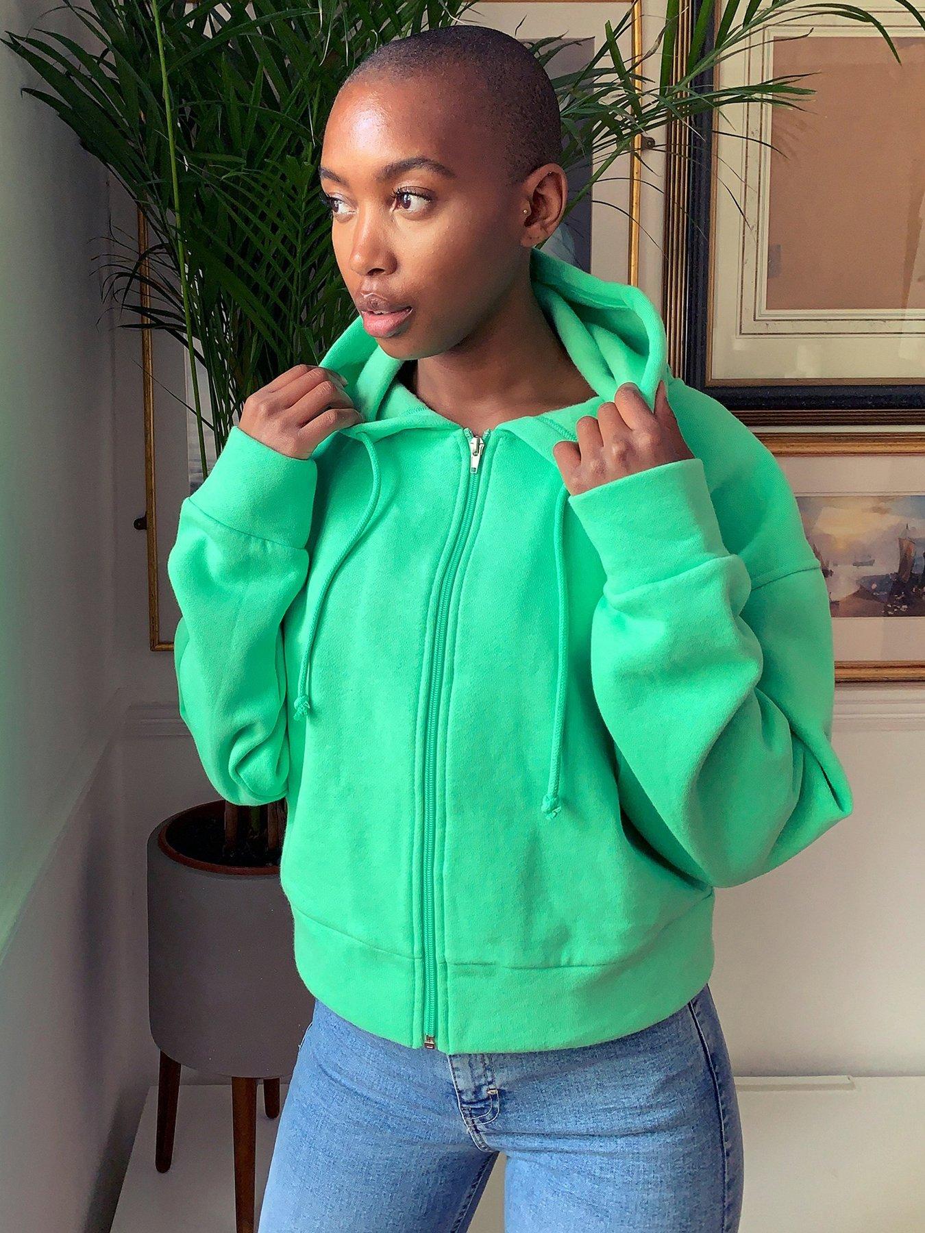 topshop green hoodie