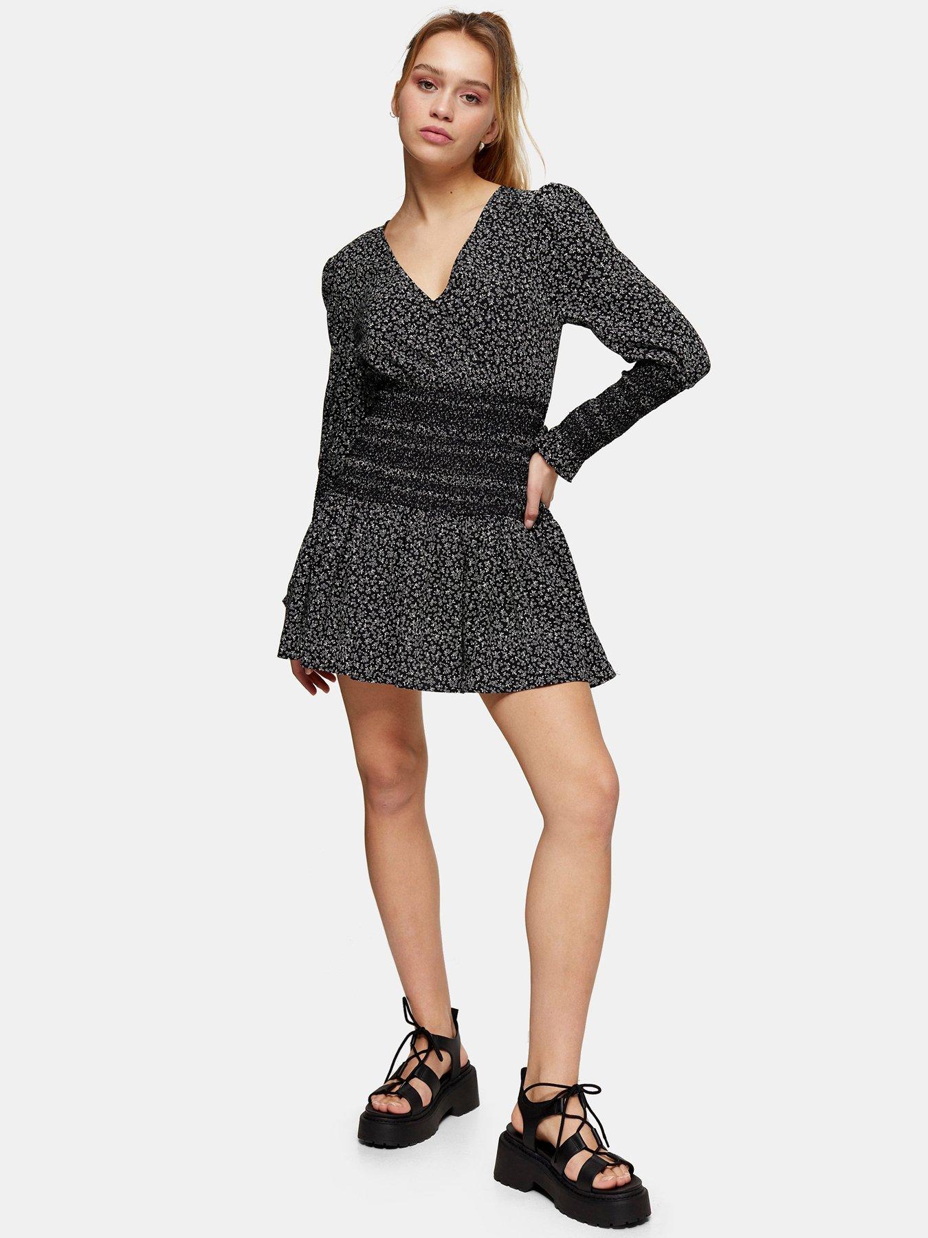 Topshop Shirred Waist Mini Dress 