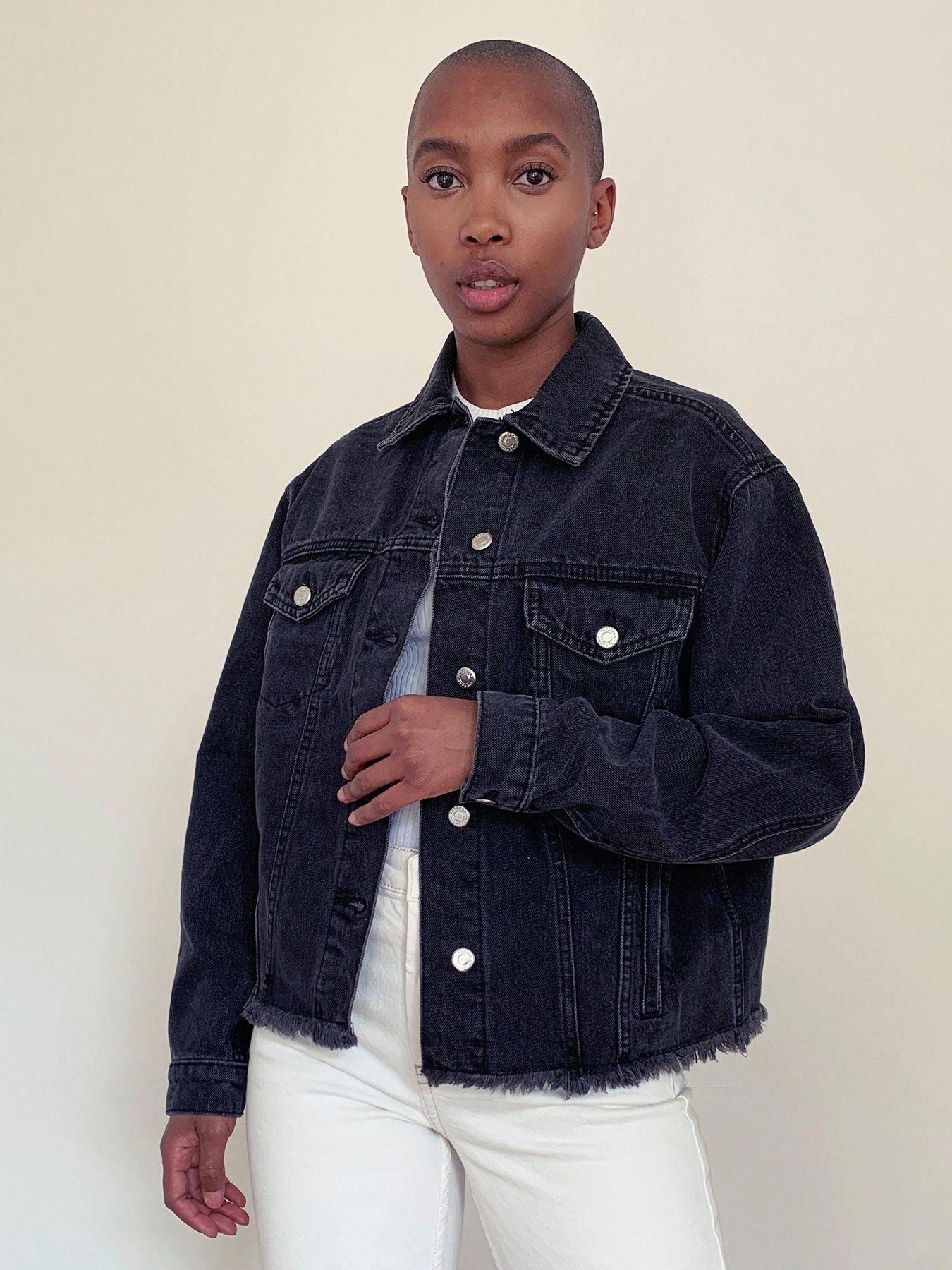 topshop black oversized denim jacket