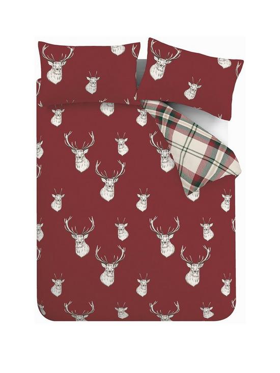 stillFront image of catherine-lansfield-munro-stag-duvet-cover-set-red