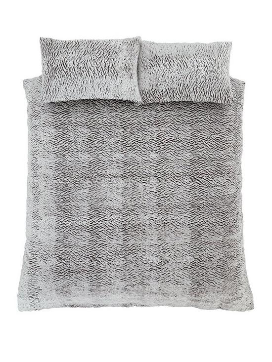 stillFront image of catherine-lansfield-wolf-faux-fur-duvet-cover-set-grey