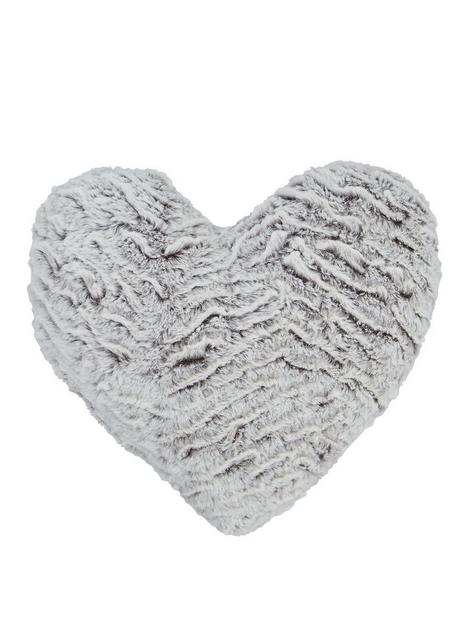 catherine-lansfield-faux-fur-wolf-heart-shaped-cushion