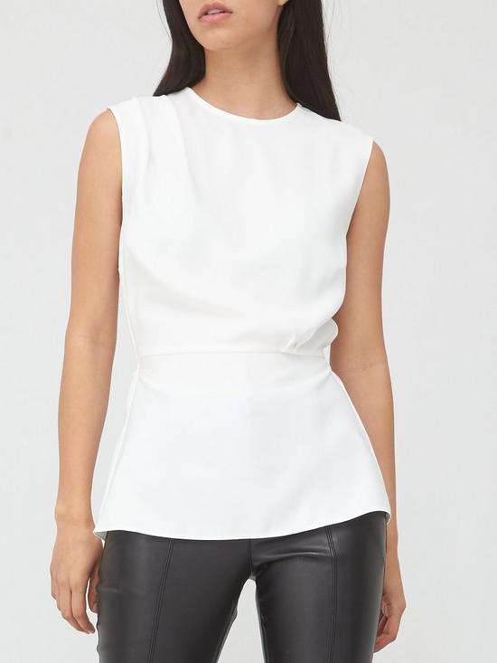 front image of v-by-very-pleated-sleeveless-shell-top-ivory
