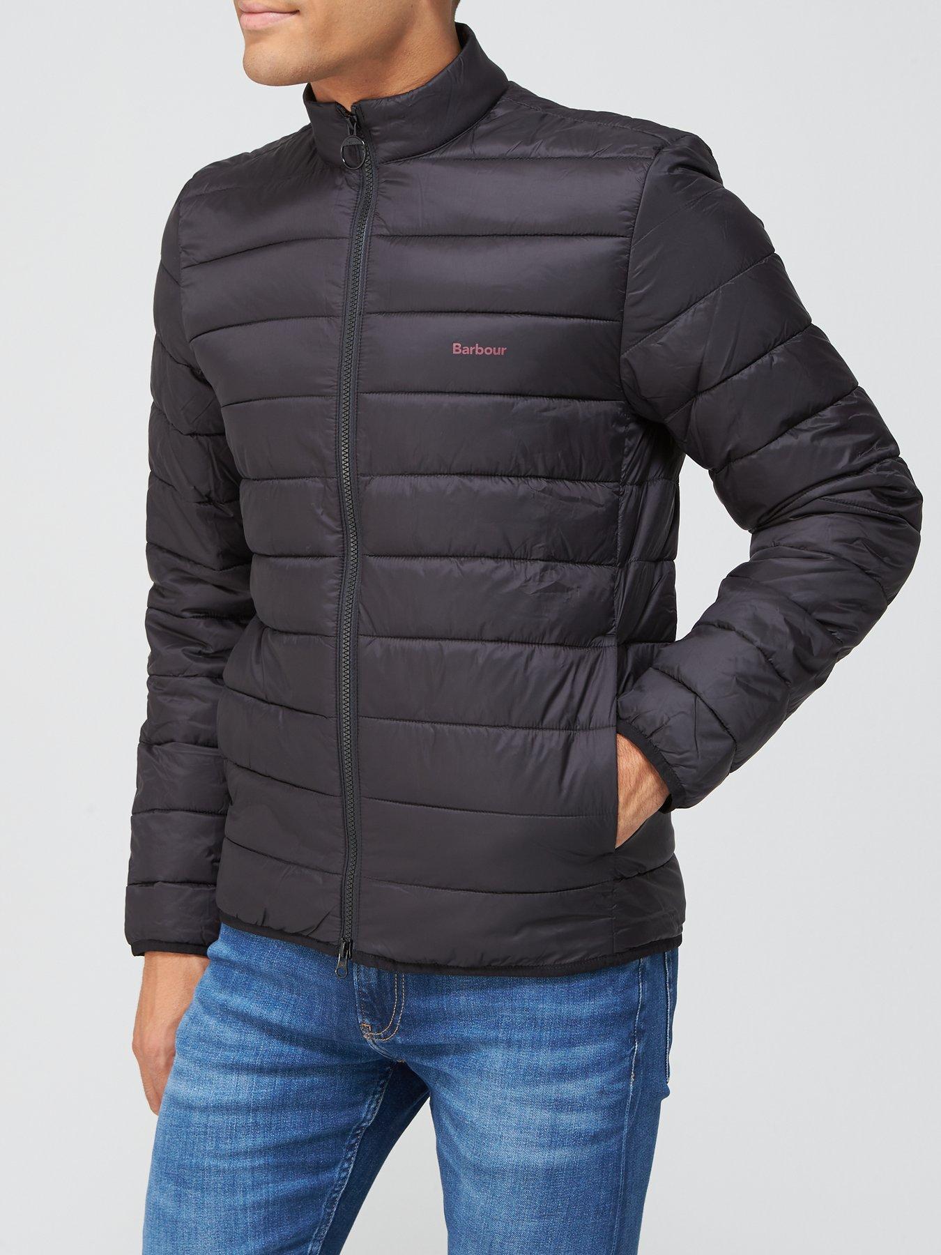 barbour mens black quilted jacket