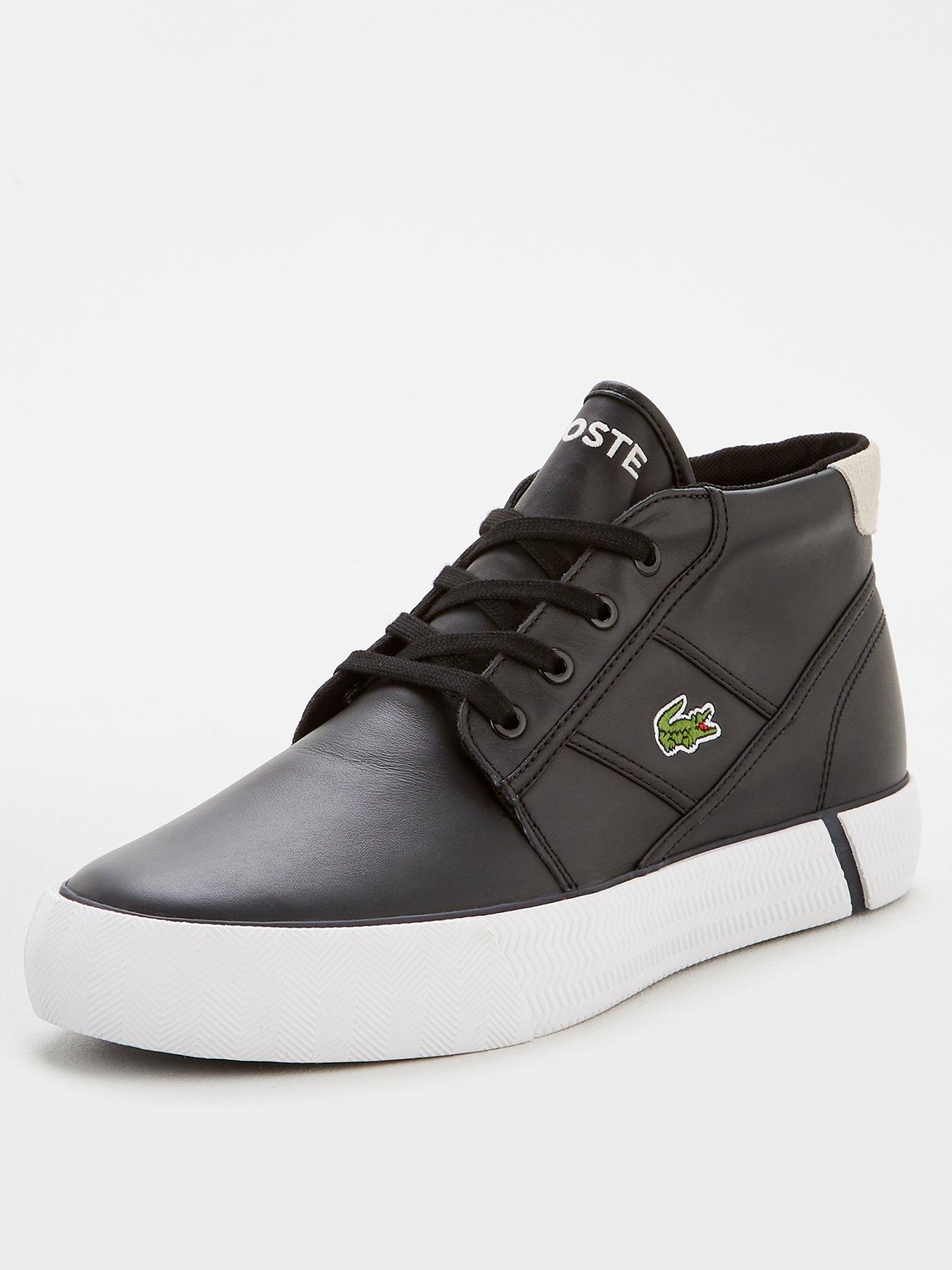 lacoste black leather trainers