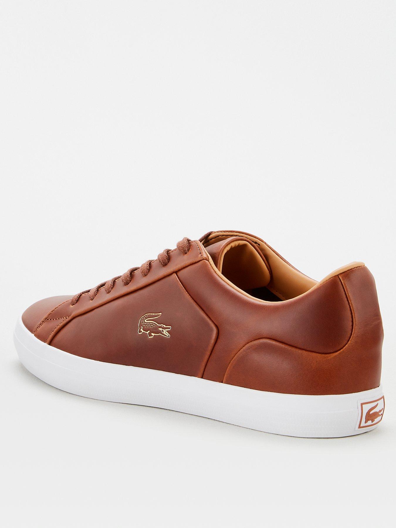 lacoste brown leather trainers