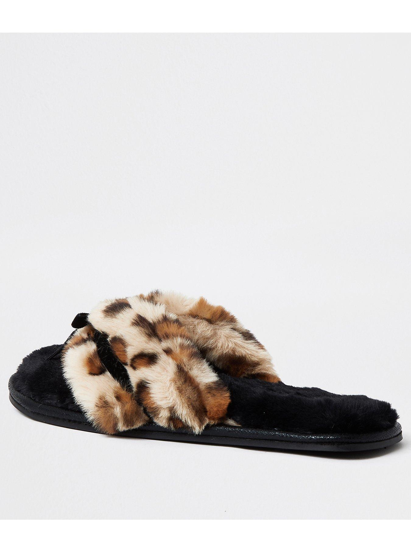 river island leopard print slippers