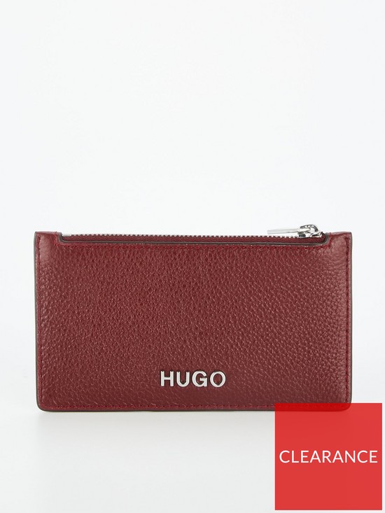 front image of hugo-casual-victoria-leather-card-holder-burgundy
