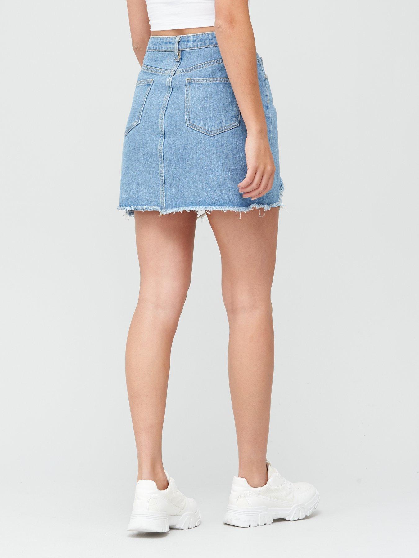 missguided distressed denim skirt