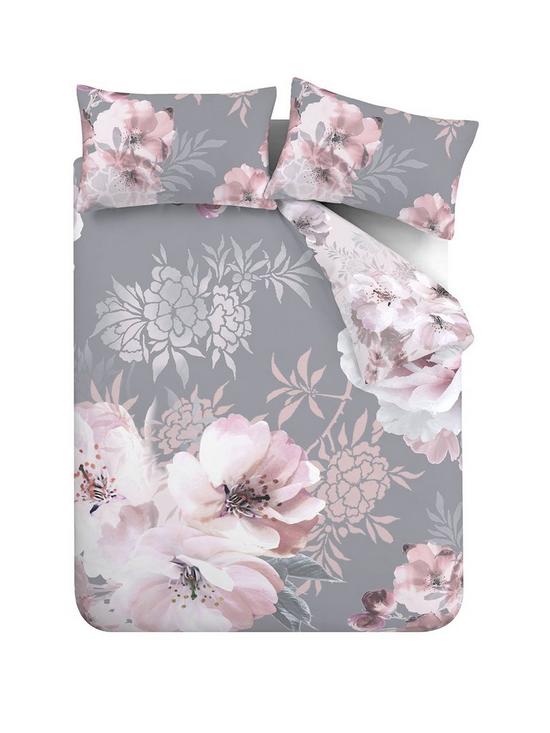stillFront image of catherine-lansfield-dramatic-floral-duvet-cover-set-grey-pink
