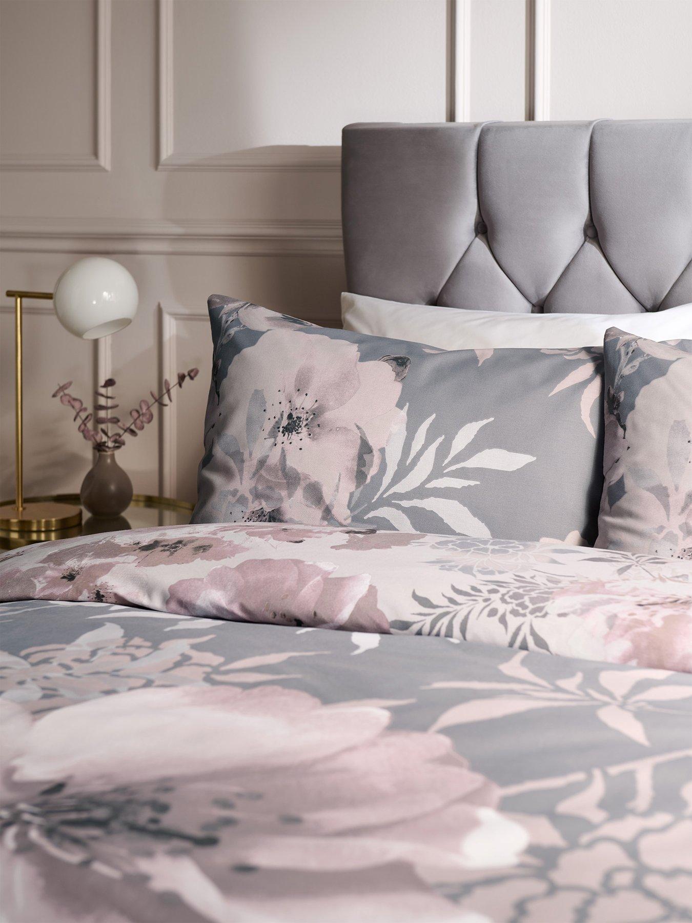 Image 3 of 5 of Catherine Lansfield Dramatic Floral Duvet Cover Set - Grey Pink