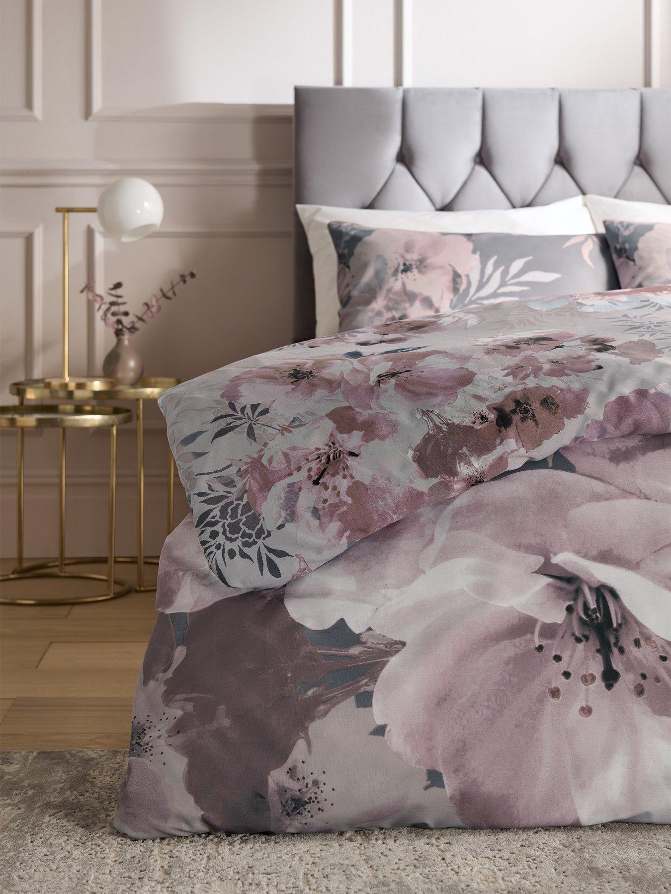 Image 4 of 5 of Catherine Lansfield Dramatic Floral Duvet Cover Set - Grey Pink