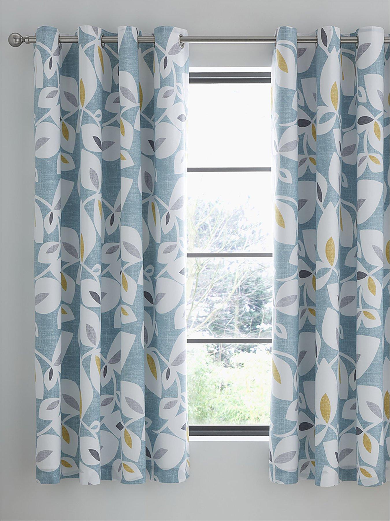 Catherine Lansfield Inga Leaf Eyelet Lined Curtains