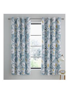 Product photograph of Catherine Lansfield Inga Leaf Eyelet Lined Curtains from very.co.uk