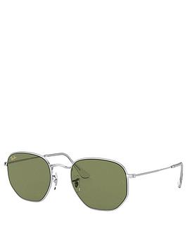 Ray-Ban Hexagonal Legend RB3548 9198/4E Silver/Bottle Green Square Sunglasses in Silver