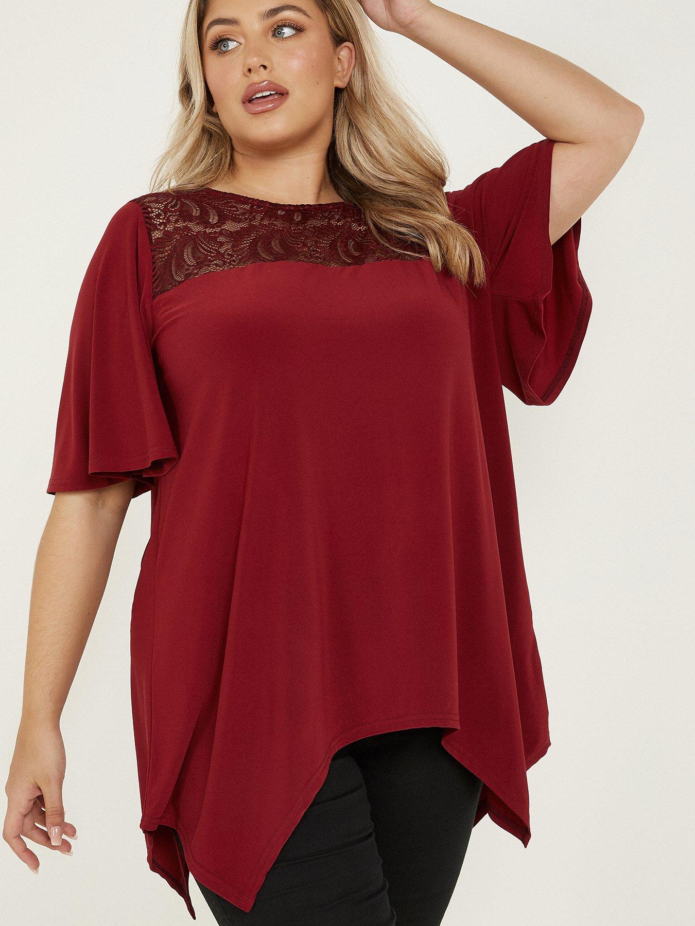 plus size red tops uk