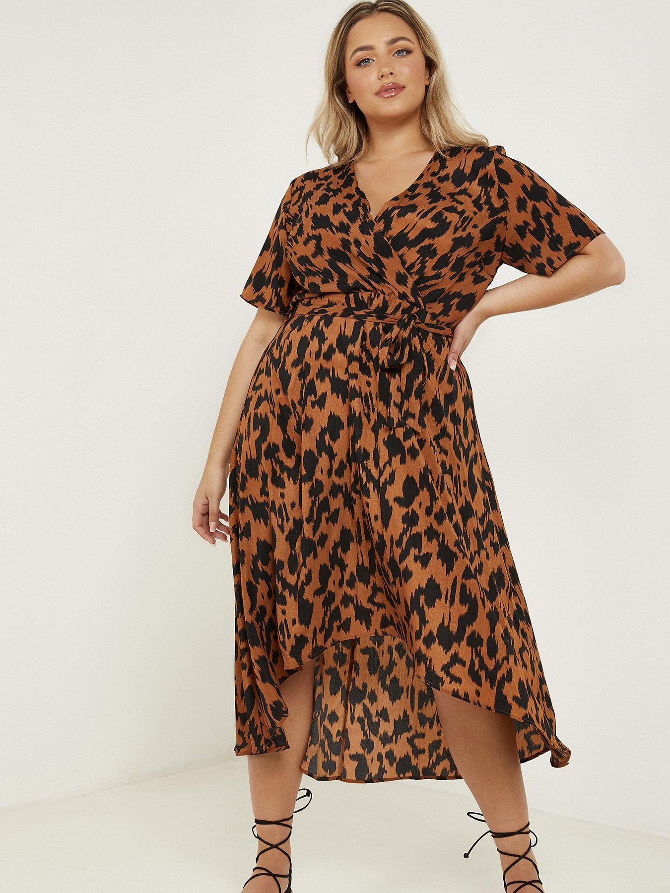 quiz animal print wrap dress