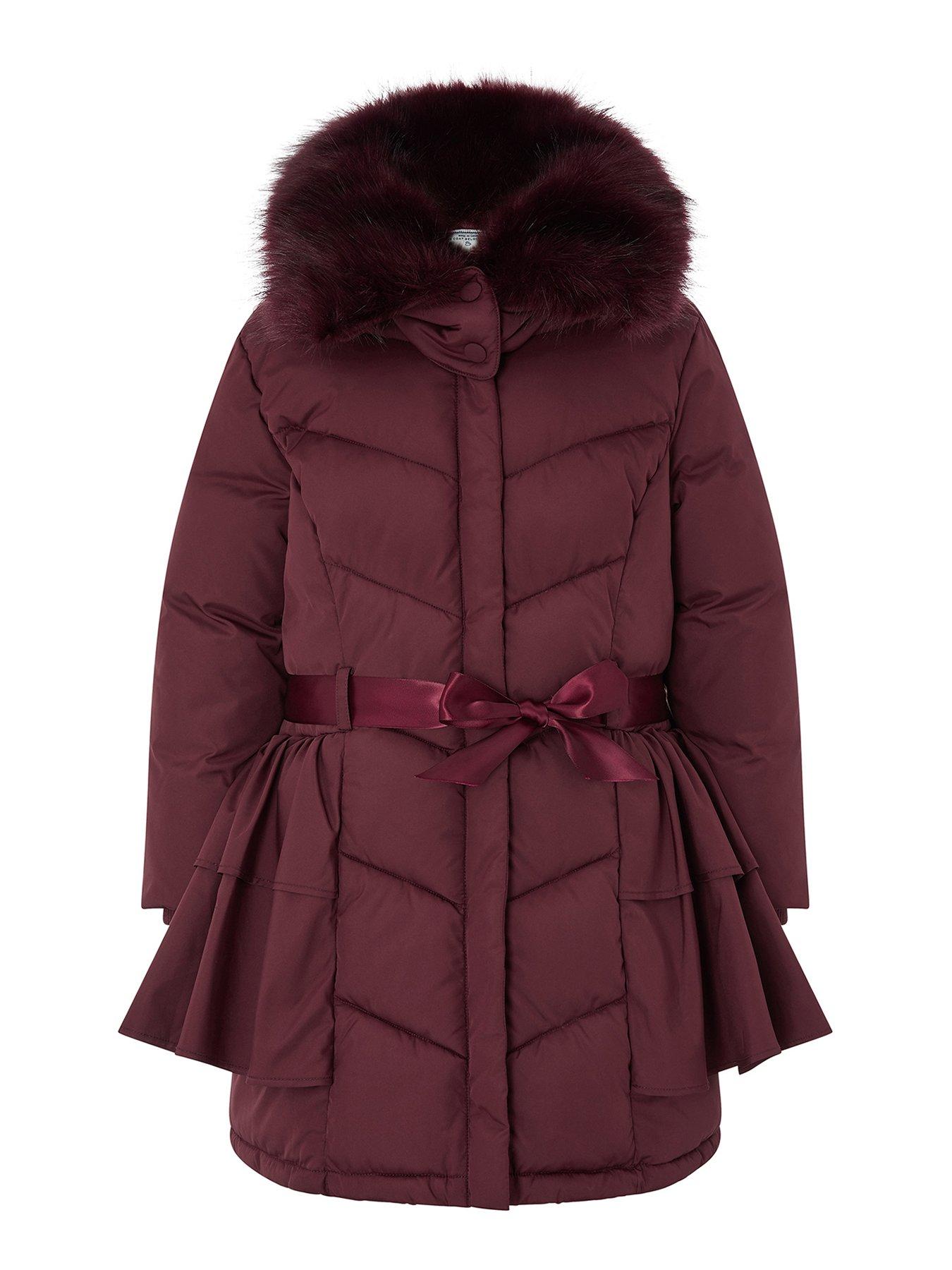 burgundy girls coat