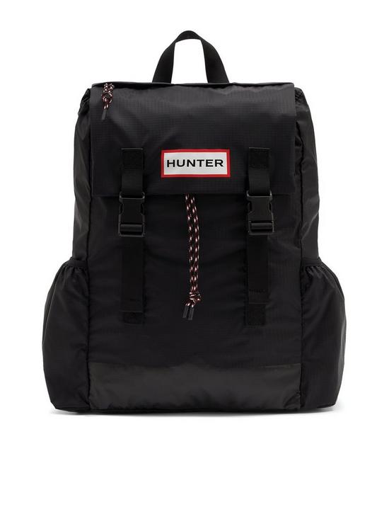front image of hunter-original-ripstop-packable-backpack-black