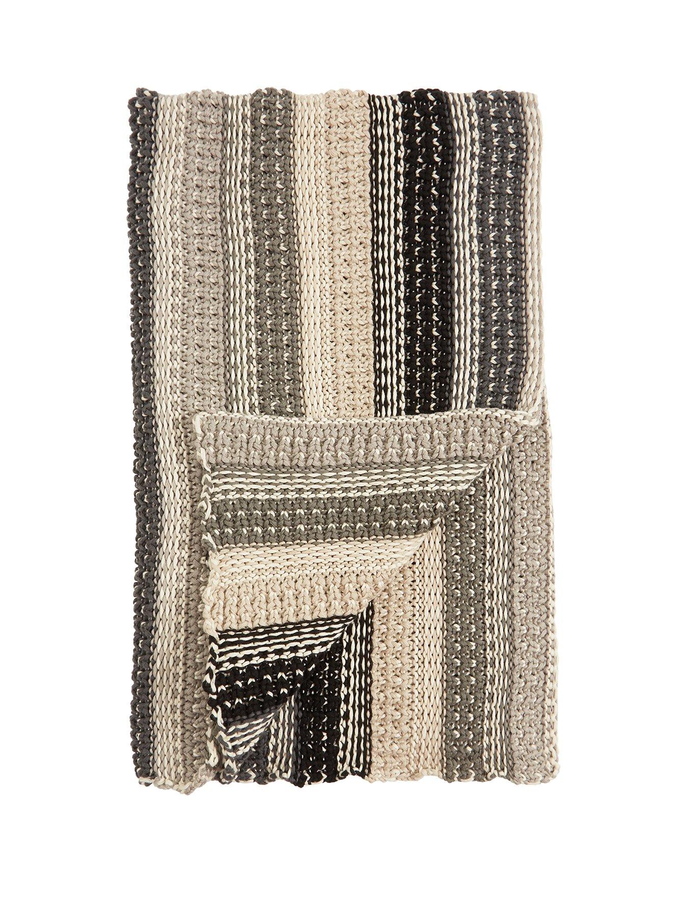 Product photograph of Cascade Home Ombre Stripe Knitted Throw - Grey from very.co.uk