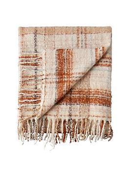 Product photograph of Cascade Home Warm Check Throw - Natural from very.co.uk
