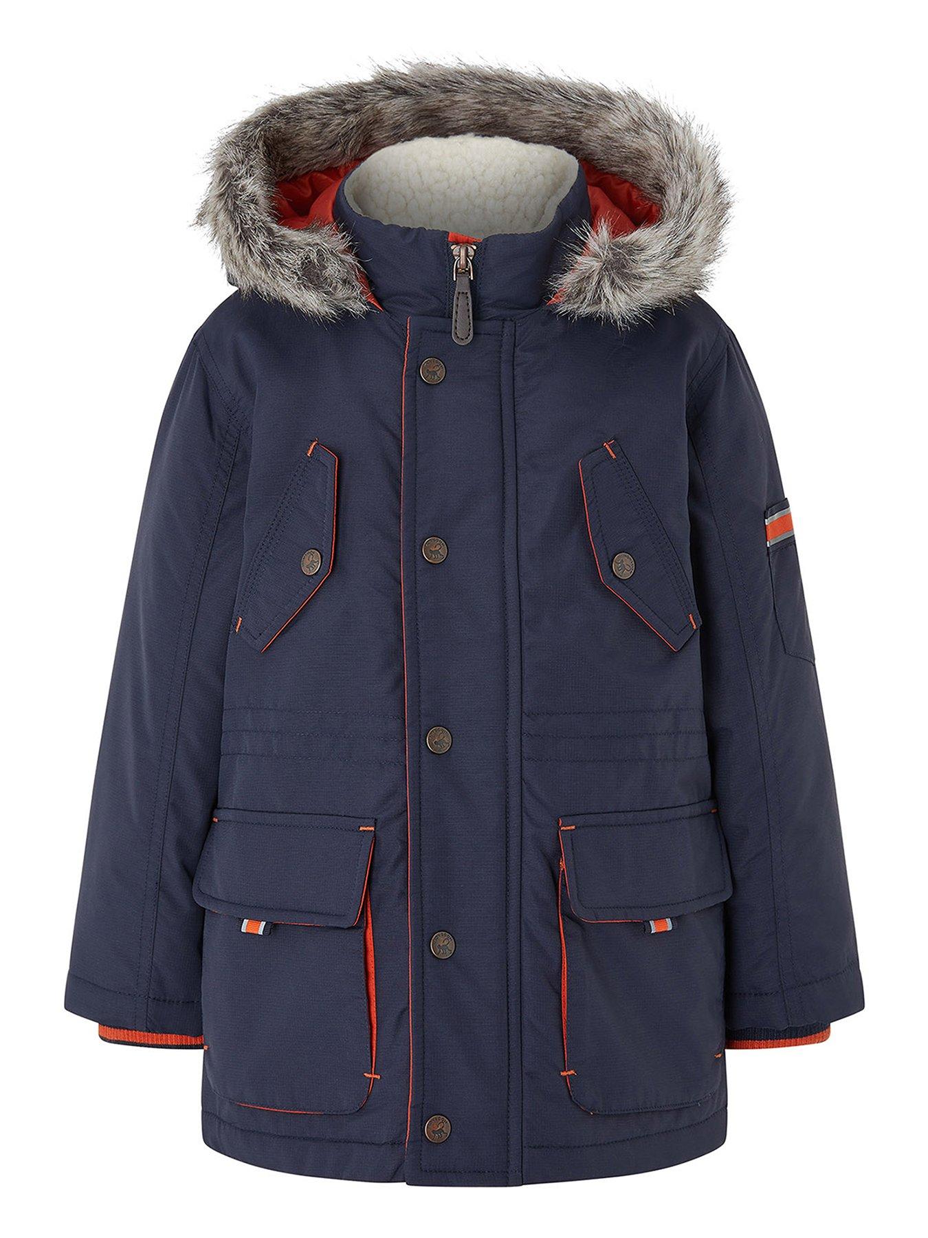 Monsoon Boys Parka Coat with Hood - Navy | very.co.uk