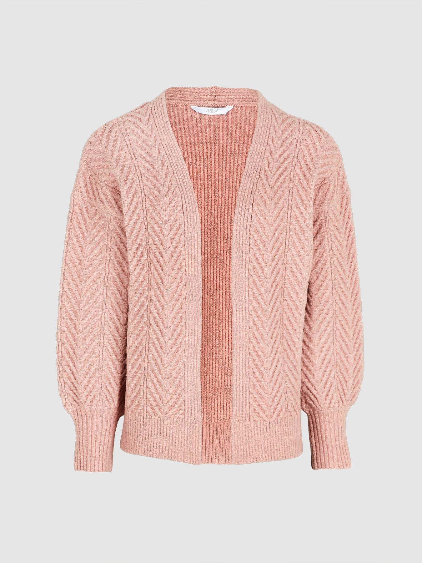 blush cable knit cardigan