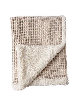 Product photograph of Cascade Home Luxury Knitted Waffle Sherpa Throw from very.co.uk