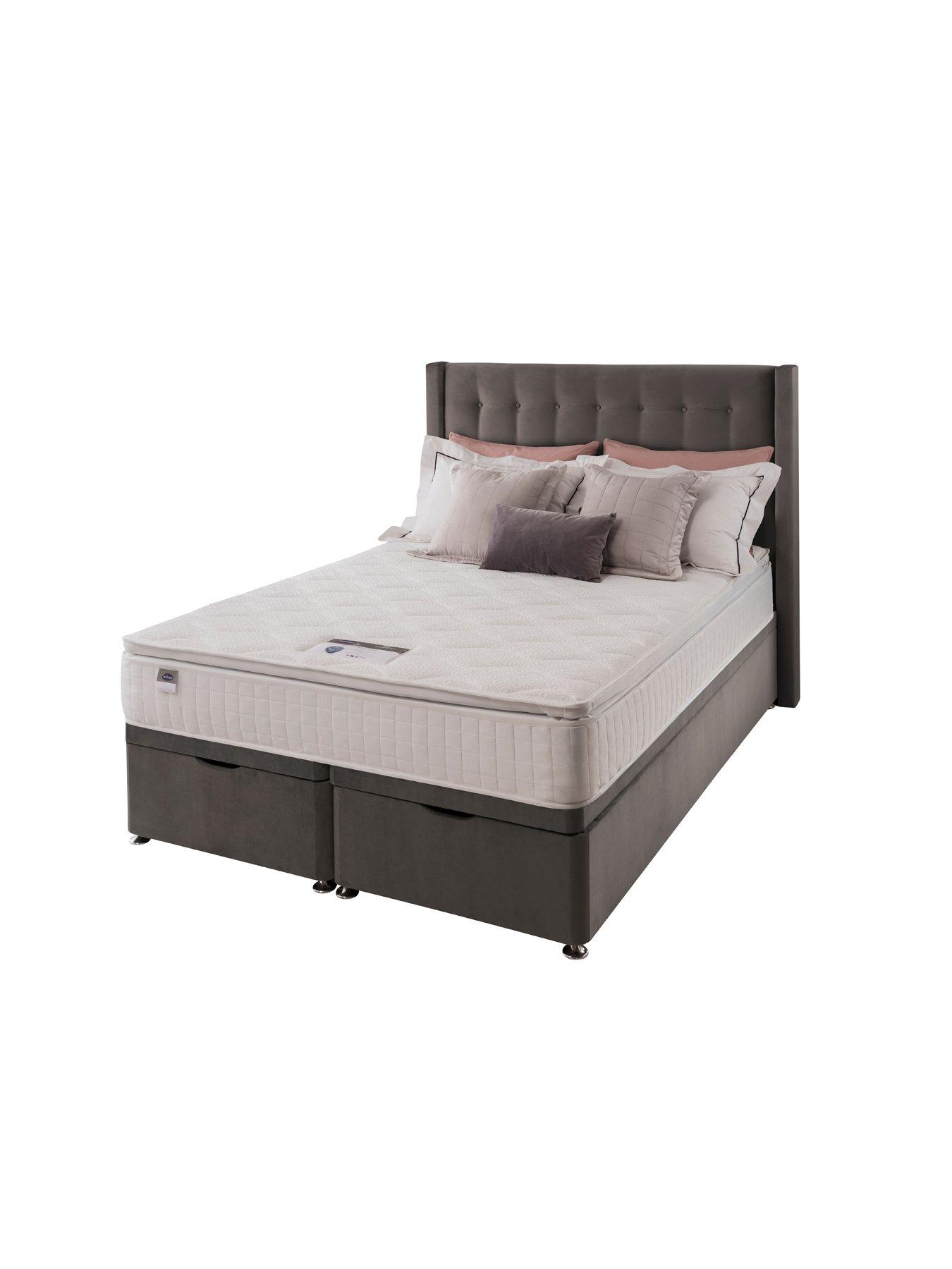 Product photograph of Silentnight Isla Velvet 1000 Pocket Pillowtop Mattress With Upholstered Ottoman Divan Base And Headboard Bed Set from very.co.uk