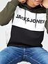  image of jack-jones-colour-block-logo-hoodie-green